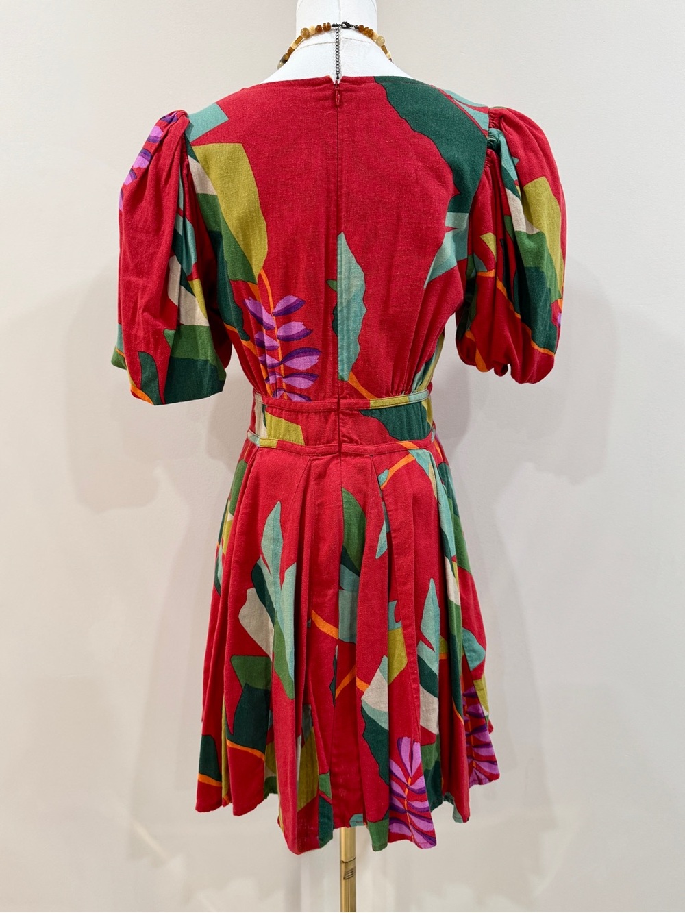House of Harlow Tropical Floral Linen Blend Puff Sleeve Mini Dress Size 6 - Picture 3 of 12